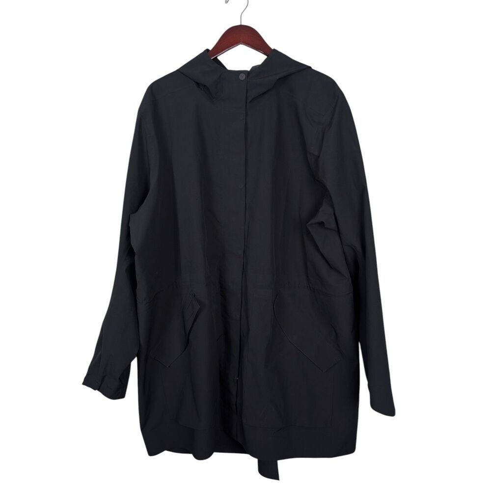 REI Co-Op Womens Black Hooded Pike Street Rain Jacket Trench Coat Size 3XL